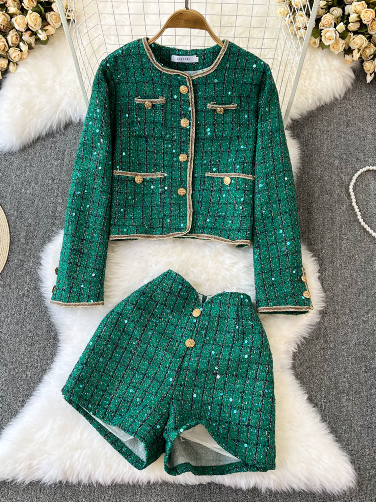 Y2K Winter Clothing - Женский костюм из двух предметов, твидовый