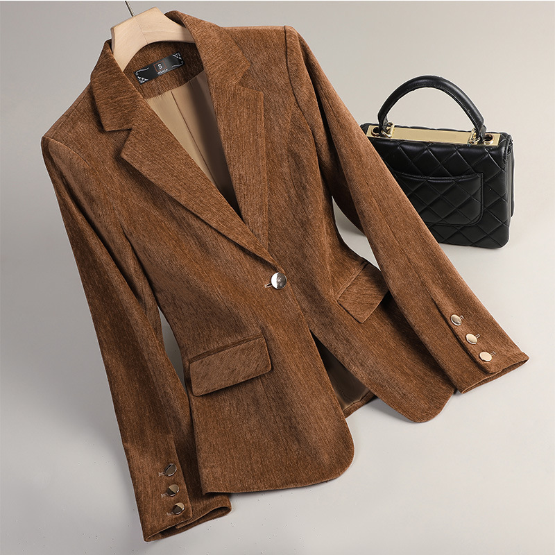 Winter Clothing Work - Женский пиджак из желтого золотистого бархата,