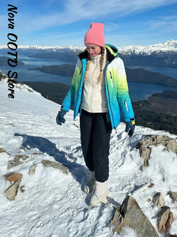 Ski Pants Waterproof - Женский зимний лыжный костюм омбре: куртка