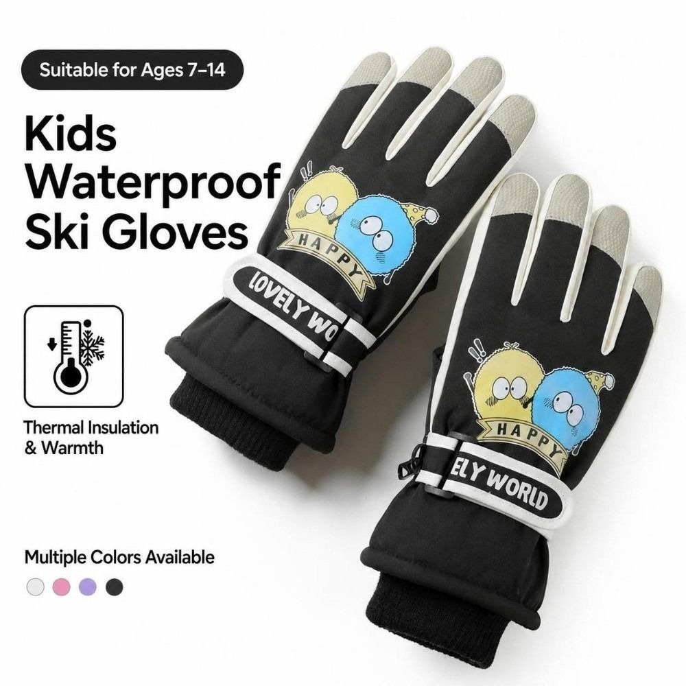 Waterproof Mitten Ski - Модные зимние детские лыжные перчатки, нескользящие,
